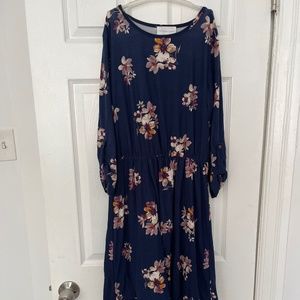 Blue floral knit dress